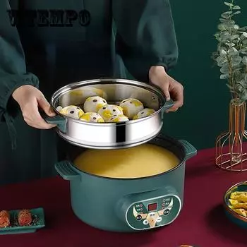 Электрическая рисоварка из нержавеющей стали, пароварка, ролл с яйцом и лапшой, горячий горшок, подогреватель еды, яичный горшок, мультиварка, кухонная мультиварка с чашей для приготовления на пару 22cm pink