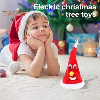 Электрическая рождественская елка, качели, шапка Санты, питание от батареек, праздничное украшение, качающееся танцующее дерево для стола, центральная детская игрушка Without Light зелёный