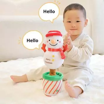 Электрическая рождественская игрушка Санта-Клаус с музыкой, работающая от батареек, танцующая, поющая, записывающая, снеговик, зеленая елка, украшение для рабочего стола, украшение для вечеринки Snowman