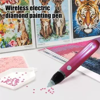 Электрическая ручка для рисования стразами Вакуумная ручка для рисования стразами с 2 сменными наконечниками и 5 режимами всасывания Перезаряжаемый беспроводной инструмент для рисования стразами синий