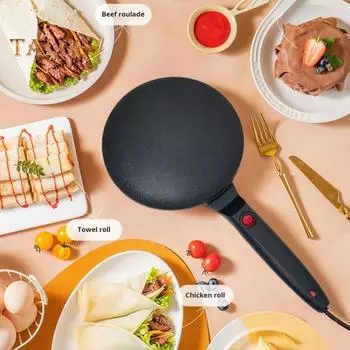 Электрическая ручная блинница с автоматическим термостатом и антипригарным покрытием Ручная блинница быстрого приготовления Кухонные принадлежности EU чёрный