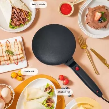 Электрическая ручная блинница с автоматическим термостатом и антипригарным покрытием Ручная блинница мгновенного приготовления EU чёрный