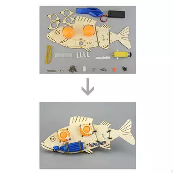 Электрическая рыба 3D деревянная головоломка сборная вручную деревянная развивающая игрушка экспериментальная модель для детей 7-12 лет