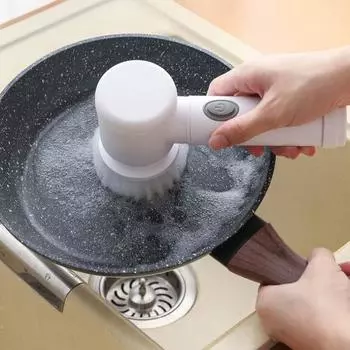 Электрическая щетка для чистки 5 в 1 с 5 сменными насадками, электрическая вращающаяся щетка-скруббер, многофункциональная бытовая щетка для чистки белый