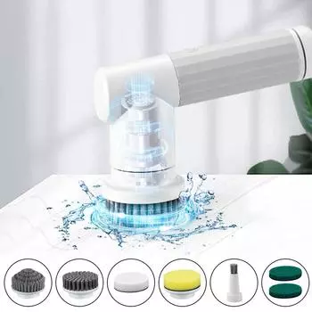 Электрическая щетка для чистки 6 в 1 USB-типа, ручная щетка для мытья ванной комнаты, щетка для чистки ванны, кухонный инструмент для чистки 6 in 1