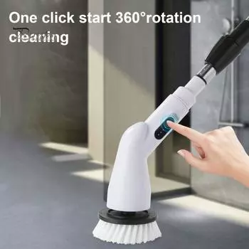 Электрическая щетка для чистки Беспроводная интеллектуальная функция Type-C Быстрая зарядка Водонепроницаемость IPX6 Запуск одной кнопкой с 9 сменными головками белый