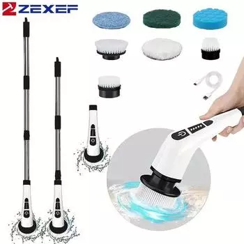 Электрическая щетка для чистки Электрический вращающийся скребок для пола Беспроводной электрический вращающийся скребок для гостиной, ванной комнаты и кухни белый