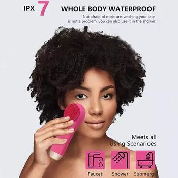 Электрическая щетка для чистки лица, силиконовая ультразвуковая вибрация, очищающее средство для лица, глубокое очищение пор, очистка от черных точек, массажер для кожи синий