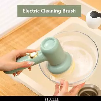 Электрическая щетка для чистки Многофункциональная бытовая кухонная щетка для мытья посуды Ванная комната Беспроводная ручная электрическая щетка Battery type