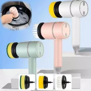 Электрическая щетка для чистки, многофункциональная домашняя USB перезаряжаемая электрическая вращающаяся скребок, бытовая техника, чистящий гаджет USB розовый