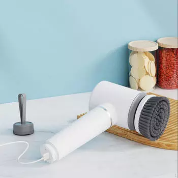 Электрическая щетка для чистки, многофункциональный беспроводной ручной скребок с регулируемой скоростью для игрушек, ванной комнаты with 2 brush head