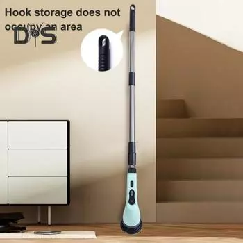 Электрическая щетка для чистки с 3 сменными головками, регулируемой выдвижной ручкой, беспроводная электрическая щетка для чистки зелёный