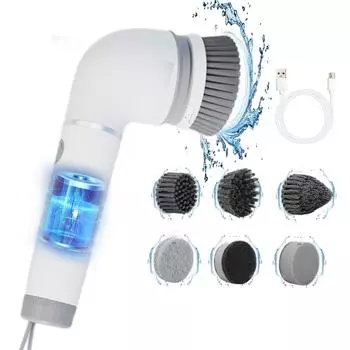 Электрическая щетка для чистки с 6 сменными насадками Ручная электрическая щетка для чистки ванн, полов, стен, керамической плитки, туалетов Free Size белый