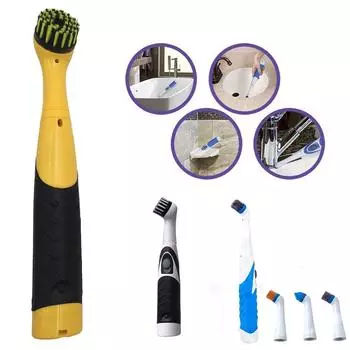 Электрическая щетка для чистки с несколькими головками, многофункциональная щетка для кухни, ванной, горячей раковины и туалета, портативная щетка для чистки, выбор из четырех насадок Free Size синий