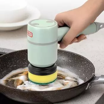 Электрическая щетка для чистки с высокоскоростным двигателем, вращающаяся на 360 градусов, многофункциональная щетка для чистки поверхностей с 4 сменными головками белый