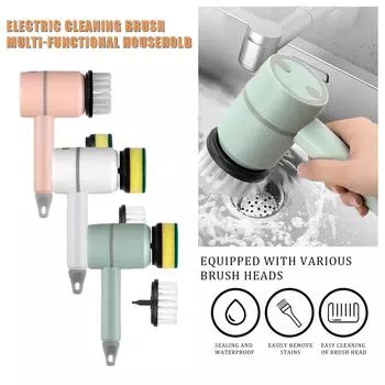 Электрическая щетка для чистки, щетка для чистки Многофункциональная бытовая щетка Проволочная щетка для кухни, унитаза и обуви Ручная, легкая щетка для чистки One Size белый