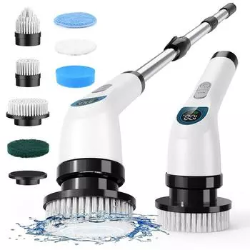 Электрическая щетка для чистки Spin Scrubber, электрическая беспроводная щетка для чистки с 7 сменными насадками-сверлами и регулируемой