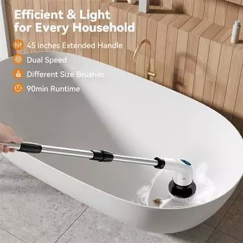 Электрическая щетка для чистки Spin Scrubber, электрическая беспроводная щетка для чистки с 7 сменными насадками-сверлами и регулируемой