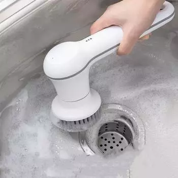 Электрическая щетка для чистки, водонепроницаемая, бытовая, многофункциональная, для кухни, мощная, беспроводная, портативная, для ванной, плитки, унитаза белый