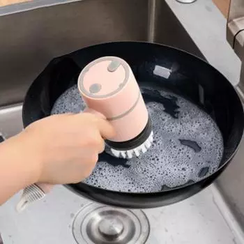 Электрическая щетка для чистки Yousheng с 6 насадками, мощная мощность очистки, вращение на 360 градусов, длинная ручка, беспроводной электрический скруббер розовый