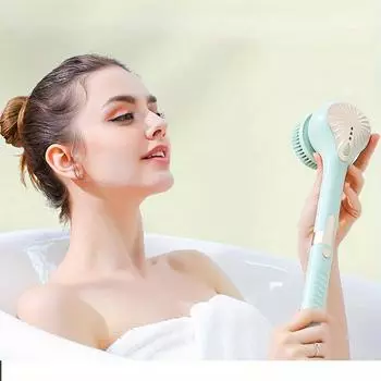 Электрическая щетка для душа с 6 головками, зарядка через USB, многофункциональная электрическая щетка для тела с 6 головками, съемная ручка, 3 регулируемых режима, набор для ванны зелёный