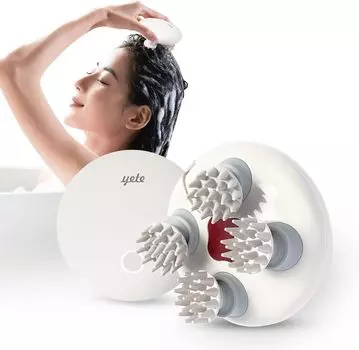 Электрическая щетка для кожи головы Yete Head Spa, водонепроницаемая, IPX7, можно использовать для всего тела, уход за кожей головы, очистка кожи головы, домашнее использование, легкая портативная сумка для хранения белый