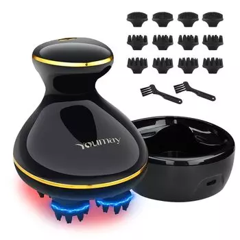 Электрическая щетка для кожи головы Youmay EMS Head Spa с электрической иглой и функцией красного светодиода Уход за кожей головы Уход за лицом EMS HEAD SPA IPX7 Водонепроницаемый для влажной и сухой кожи