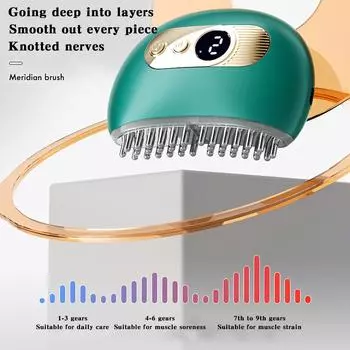 Электрическая щетка для массажа меридианов LED Беспроводная щетка для массажа меридианов Многофункциональная расческа для массажа волос и тела белый