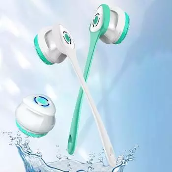 Электрическая щетка для спины и тела для пилинга и массажа, водонепроницаемая, с функцией автоматического вращения, для ванны мятный зеленый