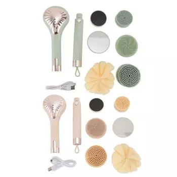 Электрическая щетка для тела 6 головок 3 скорости съемная ручка IPX6 перезаряжаемая щетка для душа и тела Green