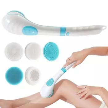 Электрическая щетка для тела, электрическая съемная щетка для чистки спины, перезаряжаемая водонепроницаемая очищающая щетка для душа с длинными ручками