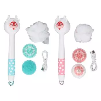 Электрическая щетка для тела для детей с длинной ручкой, автоматическая, 2 скорости, водонепроницаемая, зарядка типа C, электрическая Blue