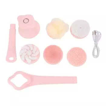 Электрическая щетка для тела с 5 насадками, длинная ручка, перезаряжаемая электрическая щетка для тела