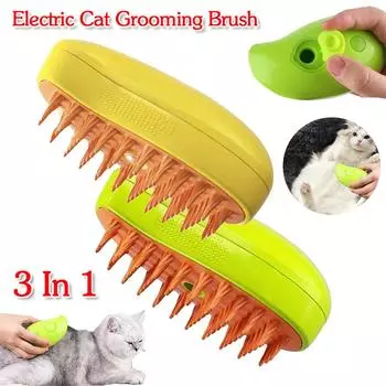 Электрическая щетка для ухода за кошками с распылителем для удаления шерсти домашних животных, расческа 3 в 1 для удаления колтунов, зарядка через USB для кошек и собак, запутанная шерсть