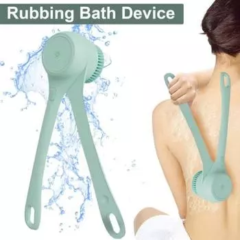 Электрическая щетка для ванны с двойной ручкой и 5 насадками, автоматически вращающаяся отшелушивающая щетка для душа, водонепроницаемая щетка для тела, щетка для спины зелёный