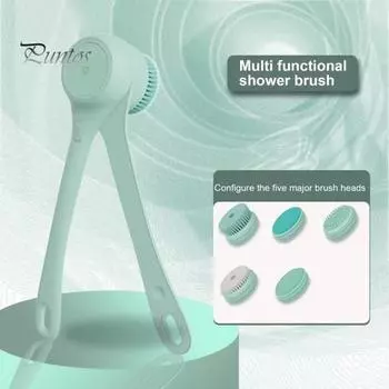 Электрическая щетка для ванны с двойной ручкой и 3/5 насадками, автоматически вращающаяся отшелушивающая щетка для душа, водонепроницаемая щетка для тела, щетка для спины, глубокая очистка A