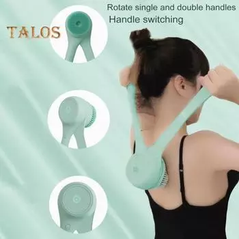 Электрическая щетка для ванны с двумя ручками и 5 насадками, автоматически вращающаяся отшелушивающая щетка, двухскоростная водонепроницаемая настенная щетка для душа белый