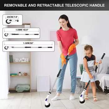 Электрическая щетка-скруббер VickyHome, беспроводная щетка для душа с 9 сменными насадками и регулируемой удлинительной ручкой UNITED KINGDOM