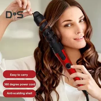 Электрическая щипцы для завивки волос, без вьющихся волос, с быстрым нагревом, портативные щипцы для завивки волос, автоматический яичный рулет, волнистая палочка для завивки волос, женский инструмент для укладки волос (EU Plug) EU Plug красный