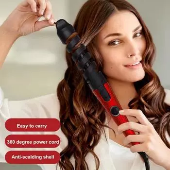 Электрическая щипцы для завивки волос, без вьющихся волос, с быстрым нагревом, портативные щипцы для завивки волос, автоматический яичный рулет, волнистая палочка для завивки волос, женский инструмент для укладки волос (EU Plug) EU Plug красный