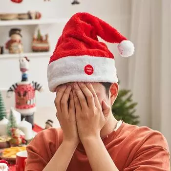 Электрическая шапка Санты, поющая, танцующая, рождественская шапка, работающая от батареек, красная плюшевая качающаяся шапка Санты, украшение, праздничный подарок красный