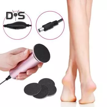 Электрическая шлифовальная машина для ног, инструмент для удаления мозолей с регулируемой скоростью, простая в использовании пилка для педикюра, для удаления омертвевшей кожи ног, 60 шт. наждачных дисков, батарейки не требуются US Plug золотистый