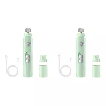 Электрическая шлифовальная машинка для ногтей для домашних животных, безболезненная светодиодная лампа, 2 скорости (зеленый)