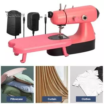 Электрическая швейная машина с платой расширения, светодиодный дизайн, быстрая строчка, компактная портативная вилка стандарта США, швейная машина для штор для одежды своими руками US Plug озеро синий