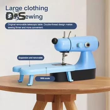 Электрическая швейная машина с платой расширения, светодиодный дизайн, быстрая строчка, компактная портативная вилка стандарта США, швейная машина для штор для одежды своими руками US Plug озеро синий