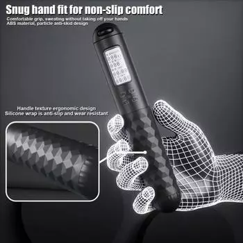 Электрическая скакалка со счетчиком, стальной трос, утяжеленный мяч, регулируемая нескользящая ручка, не спутывающийся, физическое тестирование, обучение детей и школьников чёрный