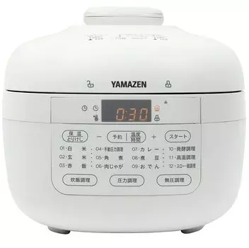 Электрическая скороварка 2WAY характеристики 6 режимов приготовления пищи функция подогрева 60 рецептов в комплекте Белый [Yamazen] 2.2 л (давление/рис