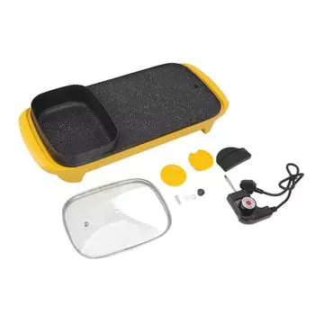 Электрическая сковорода для приготовления пищи 2 в 1 Многофункциональная маленькая желтая утка Электрический гриль-барбекю с хот-потом L