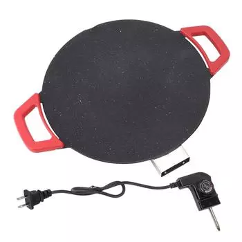 Электрическая сковорода-гриль 30 см, круглая решетка для барбекю, вогнутый дизайн, антипригарное покрытие, ручка температуры L