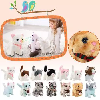 Электрическая собака кошка плюшевая мягкая удобная интересная реалистичная игрушка кошка One Size